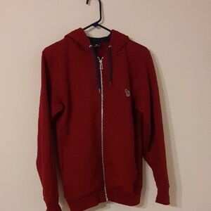 Paul Smith Men's Deep Red Zip-Up Hoodie Sz Xs
